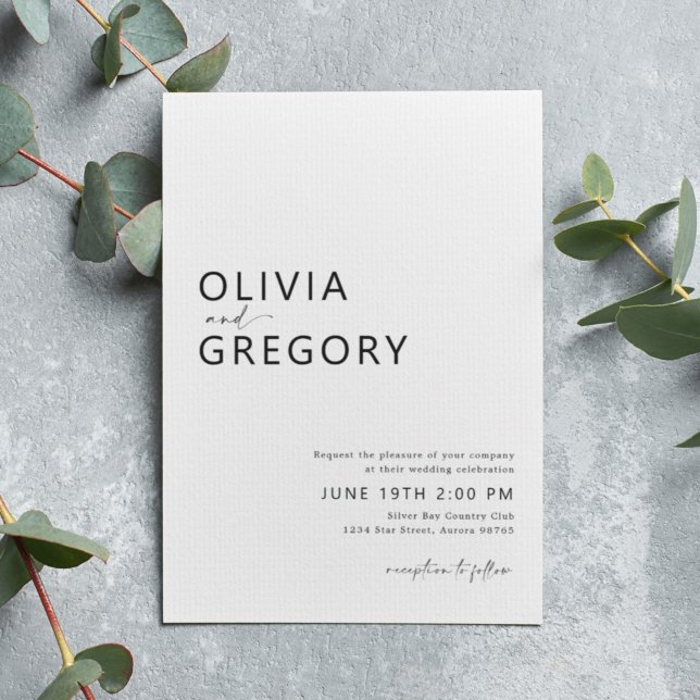Minimalist Modern Black and Whit Wedding Invitation (Creator Uploaded)