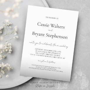 Minimalist Modern Black and White Ombre Wedding Invitation