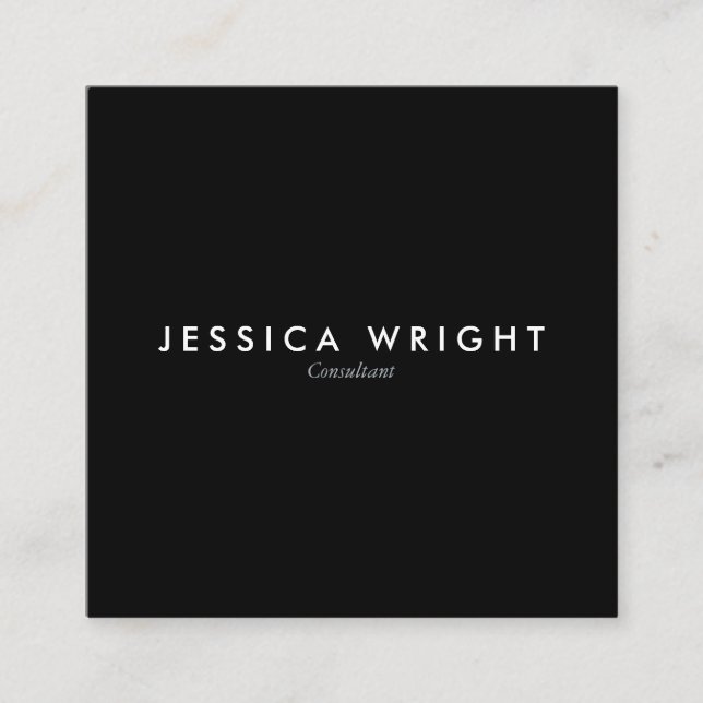 Minimalist Modern Black and White Professional Square Business Card (Front)