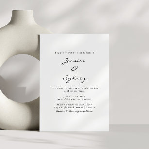 Minimalist Modern Black and White Script Wedding Invitation