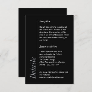Minimalist Modern Black and White Wedding Info Enclosure Card