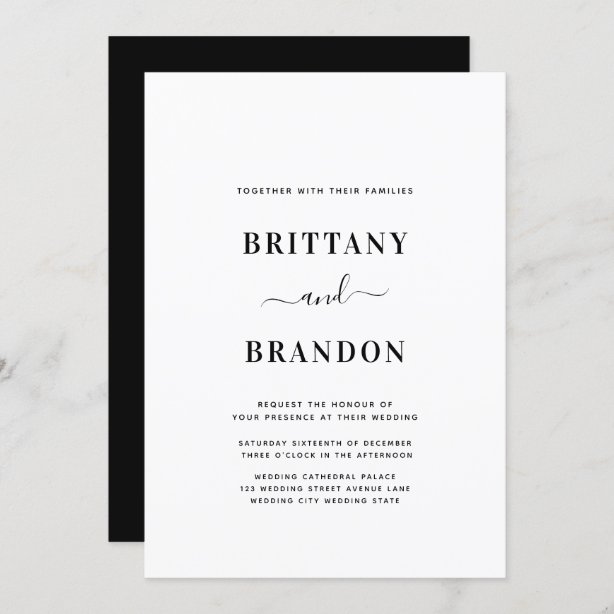 Black And White Wedding Invitations | Zazzle.co.nz