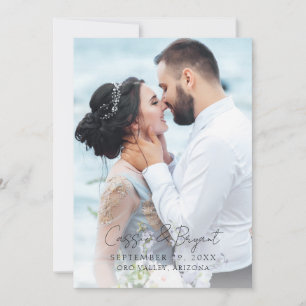 Minimalist Modern Black and White Wedding Photo Thank You Card