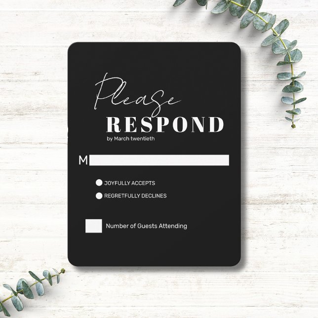 Minimalist Modern Black and White Wedding RSVP Card (Minimalist Modern Black and White Wedding RSVP Card)