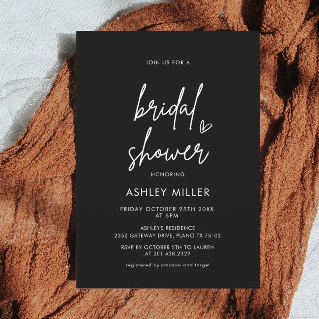 Minimalist Modern Black Bridal Shower Invitation (Creator Uploaded)