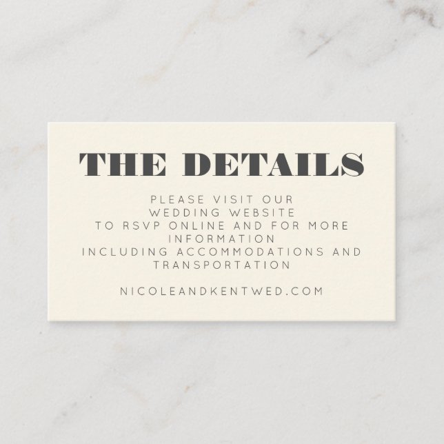 Minimalist Modern Black Chic Wedding Website  Enclosure Card (Front)