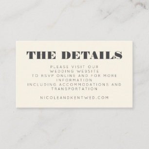 Minimalist Modern Black Chic Wedding Website Enclosure Card