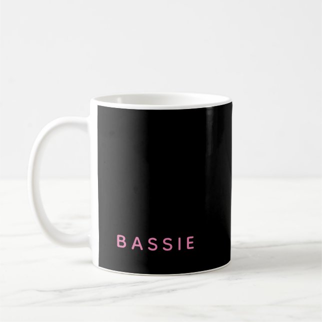 Minimalist modern black custom name coffee mug (Left)