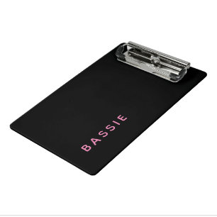 Minimalist modern black custom name mini clipboard