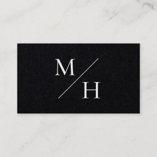 Minimalist Modern Black Diagonal Initials Monogram Business Card