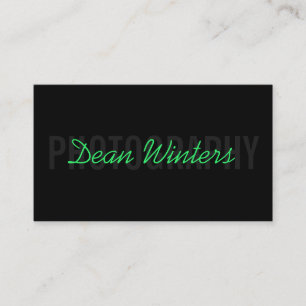 Minimalist Modern Black Green Photographer Business Card