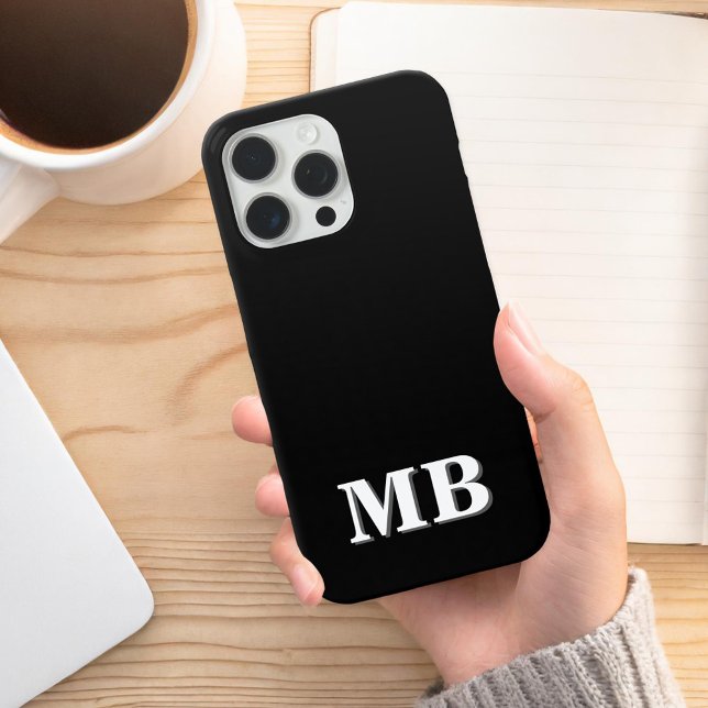 Minimalist Modern Black Initial Monogram Case-Mate iPhone Case (Creator Uploaded)