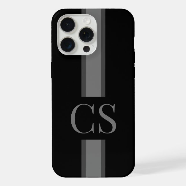 Minimalist Modern Black Initial Monogram iPhone Case (Back)