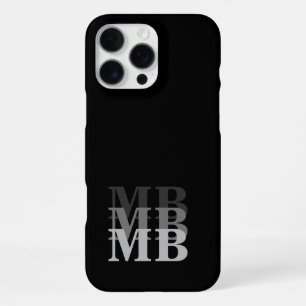 Minimalist Modern Black Initial Monogram iPhone 16 Pro Max Case
