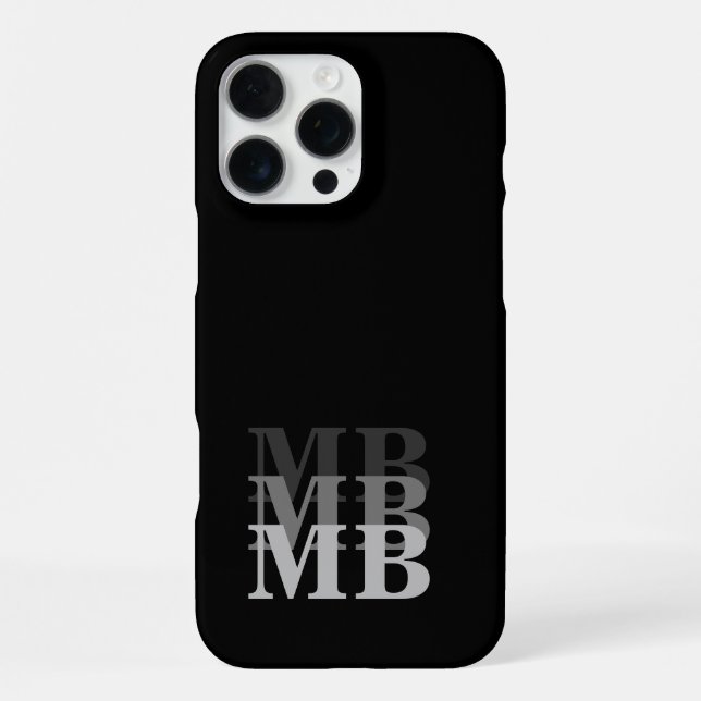 Minimalist Modern Black Initial Monogram iPhone Case (Back)