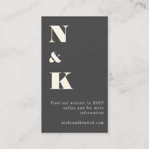 Minimalist Modern Black Monogram Wedding RSVP Enclosure Card