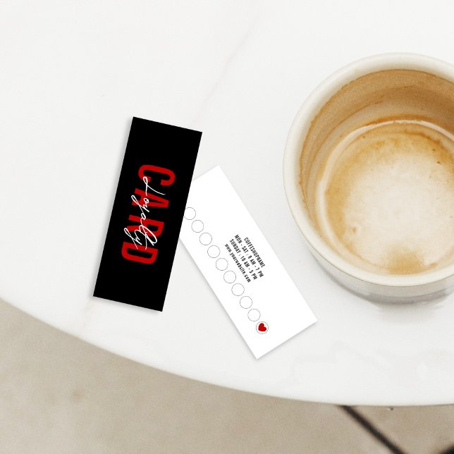 Minimalist Modern Black Red Simple Coffee Loyalty Card (Creator Uploaded)