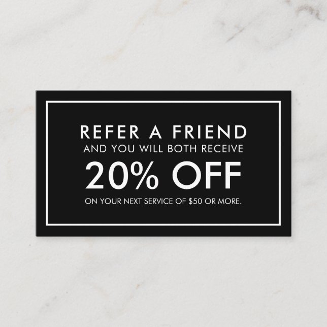 Minimalist Modern Black Referral Card (Front)