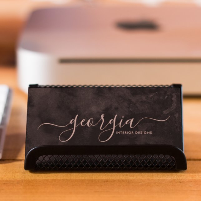 Minimalist Modern Black & Rose Gold Signature Business Card (Creator Uploaded)