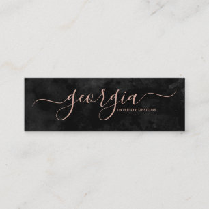 Minimalist Modern Black & Rose Gold Signature Mini Business Card
