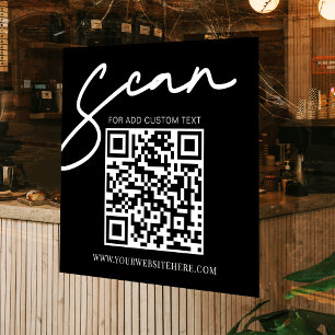 Minimalist Modern Black Scan Here Business QR Code