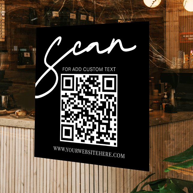 Minimalist Modern Black Scan Here Business QR Code (Modern black scannable QR code business window decal)