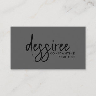 Minimalist Modern Black Script Grey Business Card