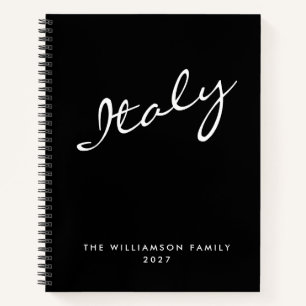Minimalist Modern Black Script Personalized Travel Notebook
