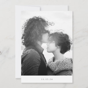 Minimalist Modern Black Typography Photo Wedding Save The Date