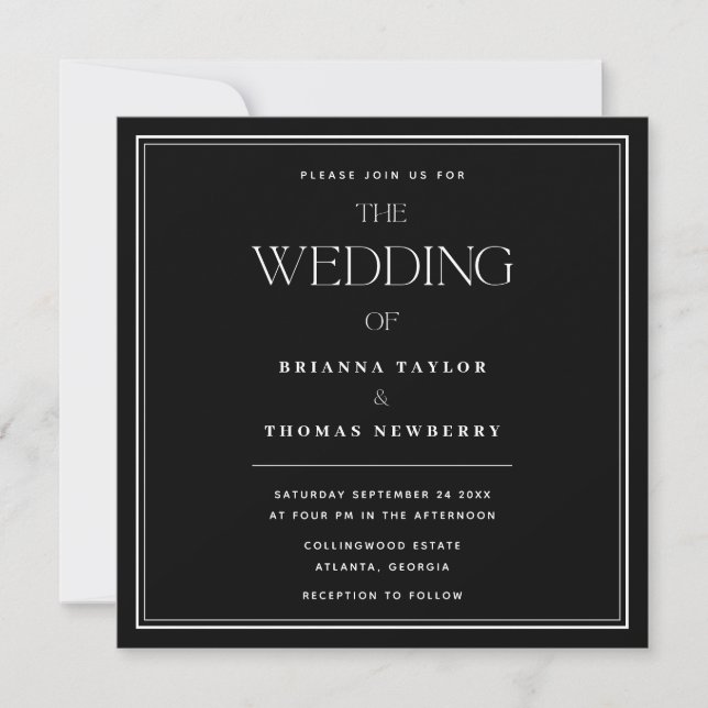 Minimalist Modern Black Wedding Invitation (Front)