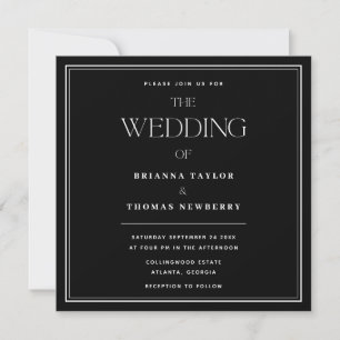 Minimalist Modern Black Wedding Invitation