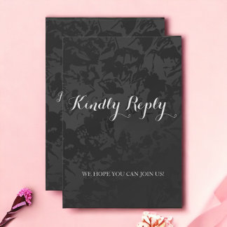 Minimalist Modern Black  Wedding Response Card