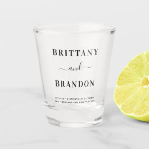 Minimalist Modern Black Wedding Shot Glass