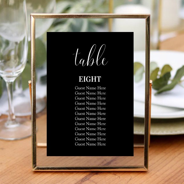 Minimalist Modern Black Wedding Table Numbers Card (Minimal black wedding table numbers add modern style and guide guests with ease.)