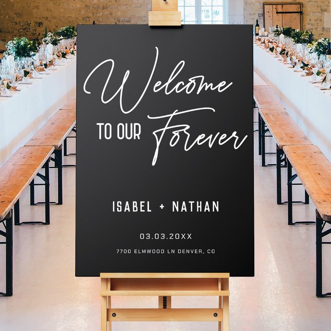 Minimalist Modern Black Wedding Welcome Sign (Creator Uploaded)