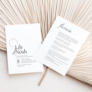 Minimalist Modern Black & White All in One Wedding Invitation