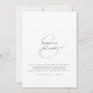 Minimalist Modern Black White Ampersand Wedding    Invitation