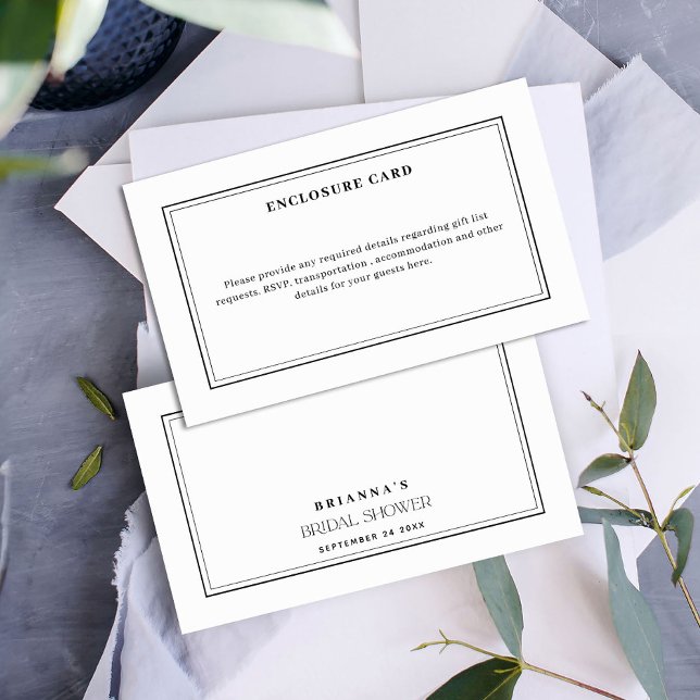 Minimalist Modern Black & White Bridal Shower Enclosure Card (Creator Uploaded)