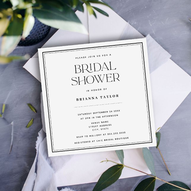 Minimalist Modern Black & White Bridal Shower Invitation (Creator Uploaded)