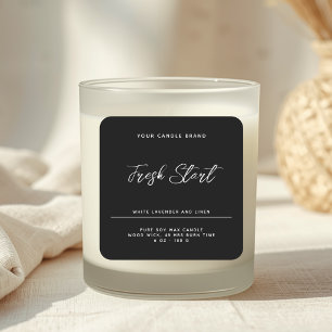 Minimalist modern black white candle product label