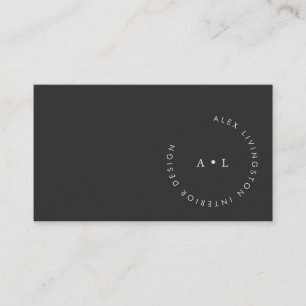 Minimalist Modern Black White Circle Monogram Business Card