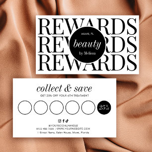 Minimalist Modern Black White Lashes Hair Salon Loyalty Card