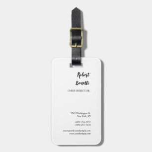 Minimalist Modern Black White Personalised Luggage Tag