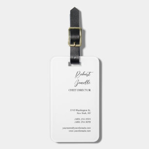 Minimalist Modern Black White Personalised Luggage Tag
