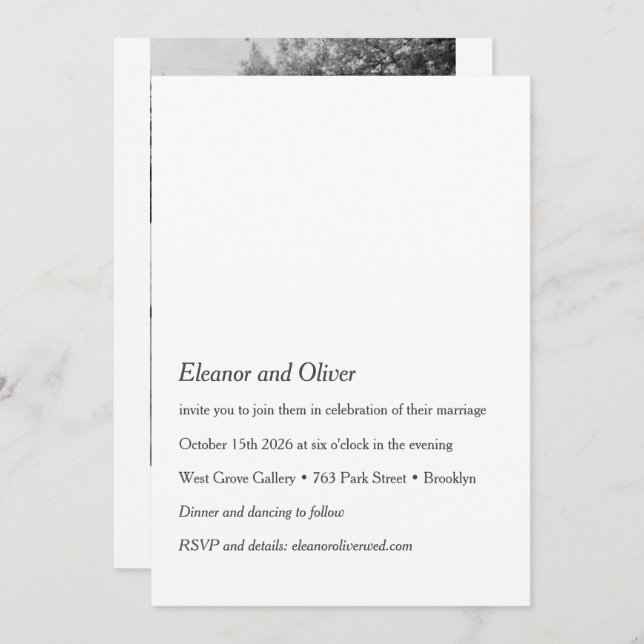 Minimalist Modern Black White Photo QR Wedding Invitation (Front/Back)