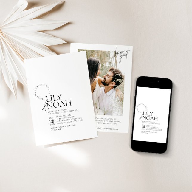 Minimalist Modern Black & White Photo Wedding Invitation (Creator Uploaded)