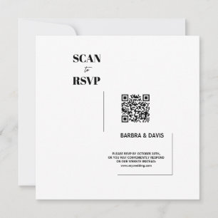 Minimalist Modern Black & White Scan to RSVP Card