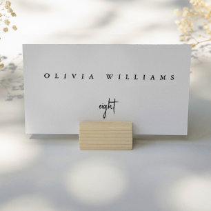 Minimalist Modern Black & White Script Wedding  Place Card