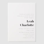 Minimalist Modern Black White Simple Bat Mitzvah Vellum Invitations<br><div class="desc">Celebrate this special milestone with a modern minimalist Bat Mitzvah vellum overlay invitation. Designed for stylish and sophisticated celebrations, this transparent overlay adds a chic layered effect when paired with a background invitation (sold separately). Featuring a mix of delicate sans-serif text and bold statement typography, this design is perfect for...</div>