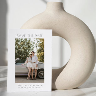 Minimalist Modern Black White Simple Elegant Photo Save The Date